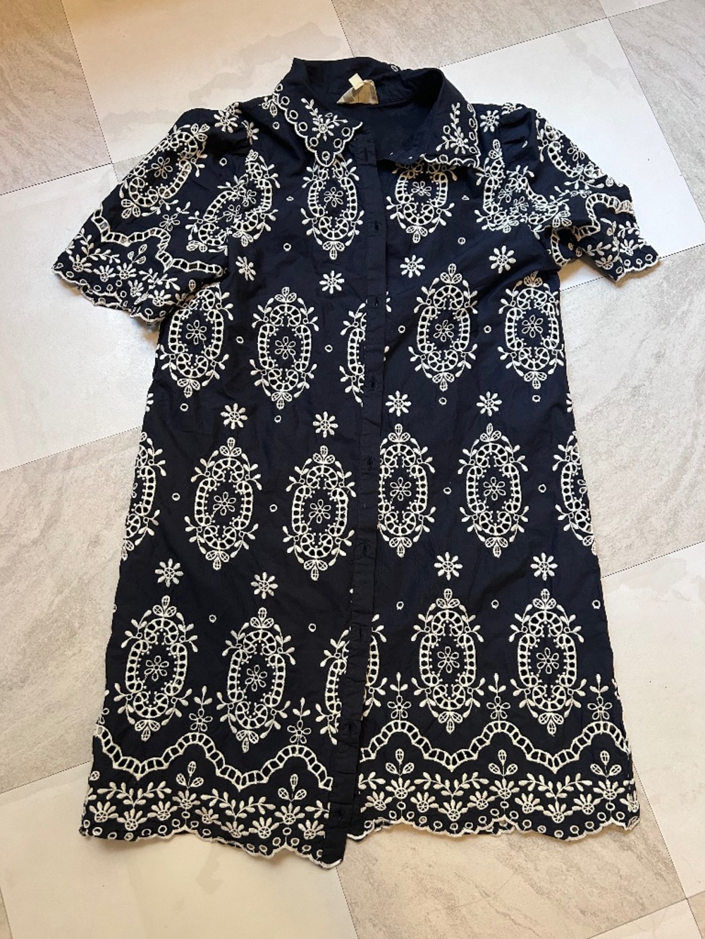 sézane navy blue elvina marine ecru dress size us 6